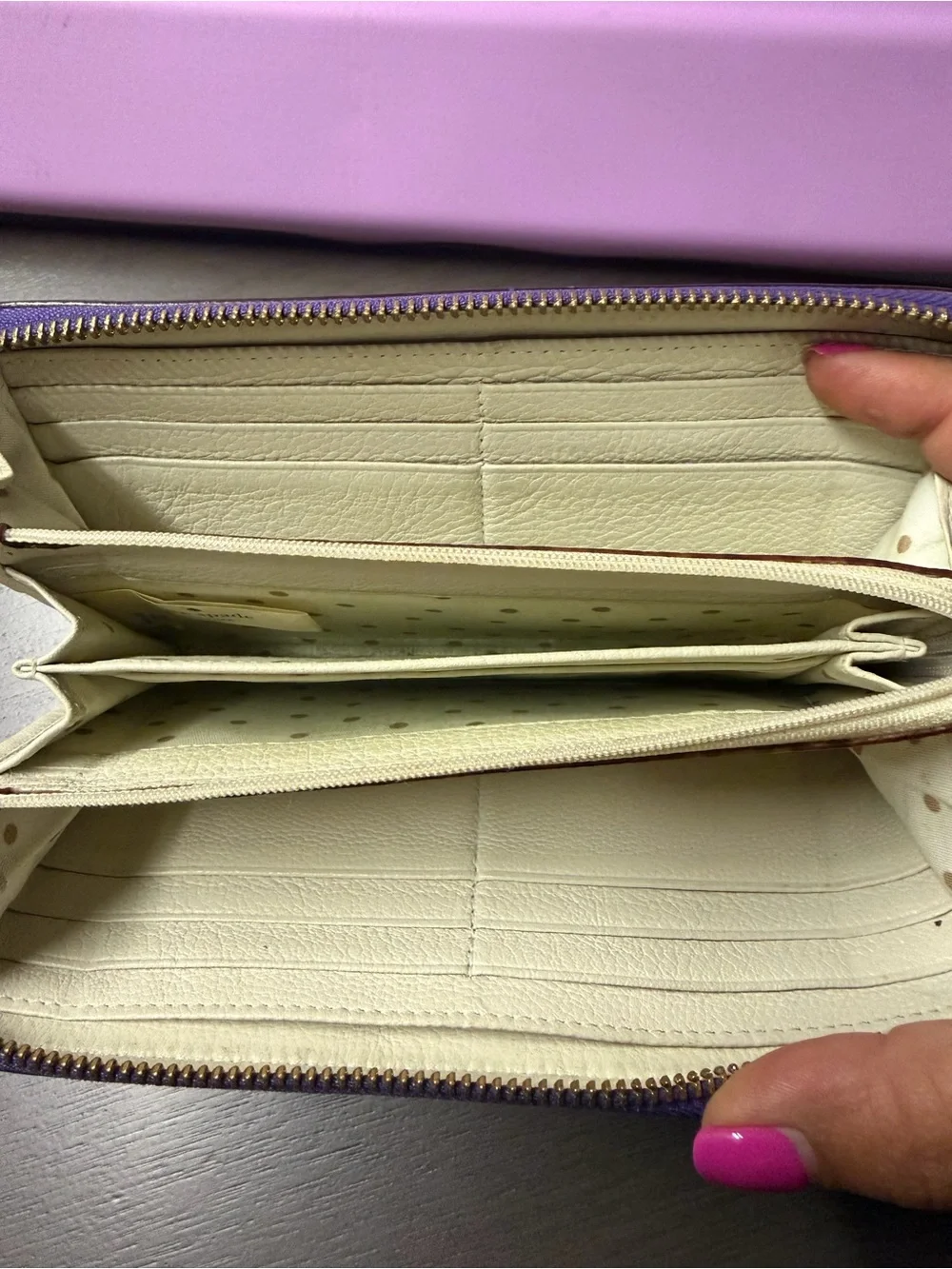 kate spade Purple Saffiano Zip Around Wallet